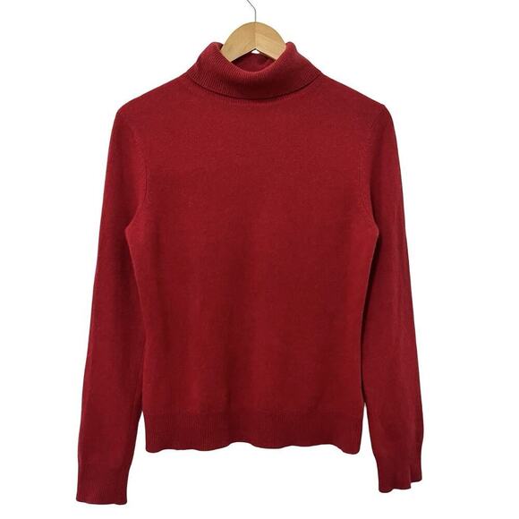 Apt 9 Women's 100% Cashmere Red Turtleneck Sweater Size M Red Holiday Old Money - Picture 1 of 6